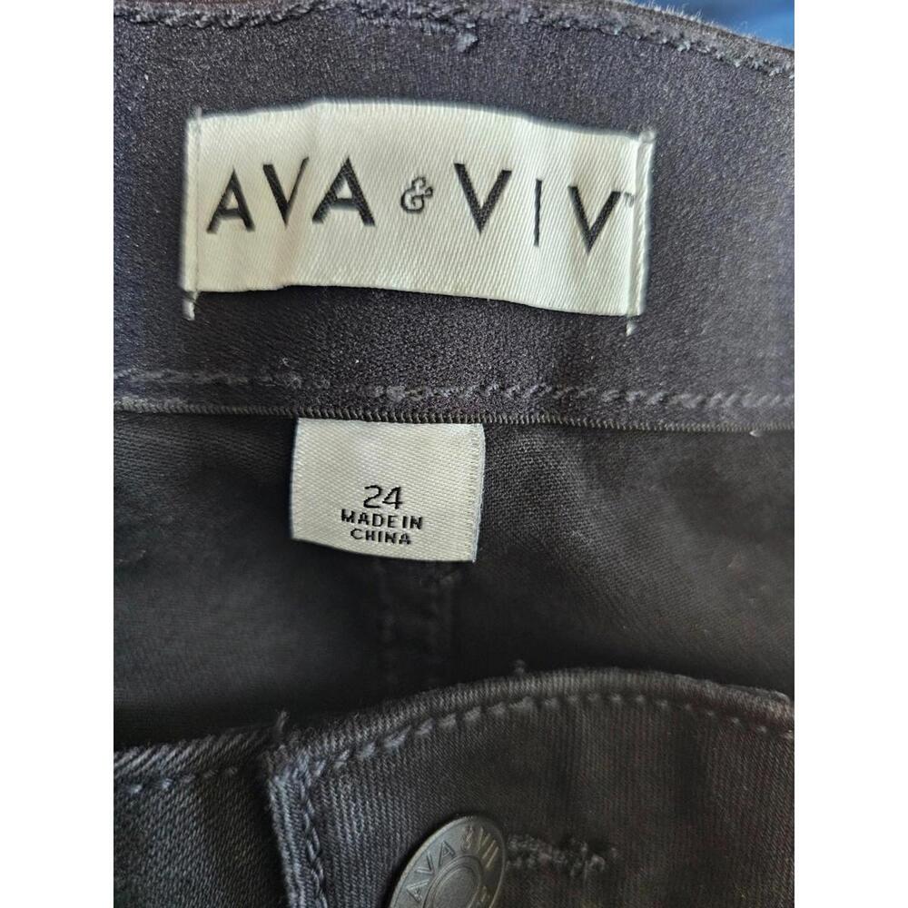 Women's AVA & VIV Jeans Pants High Rise Skinny Size 24 Black Stretch Flat Front - Picture 2 of 11